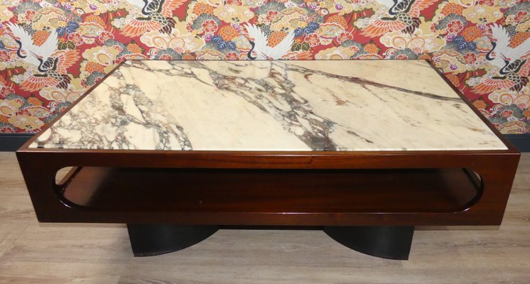 Rosewood & Marble Coffee Table, 1970s-AFE-1156196