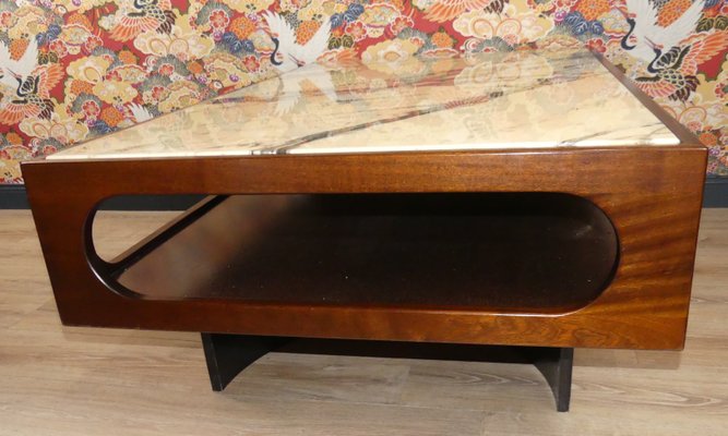 Rosewood & Marble Coffee Table, 1970s-AFE-1156196