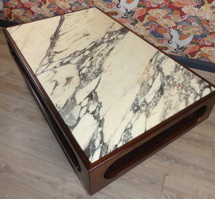 Rosewood & Marble Coffee Table, 1970s-AFE-1156196