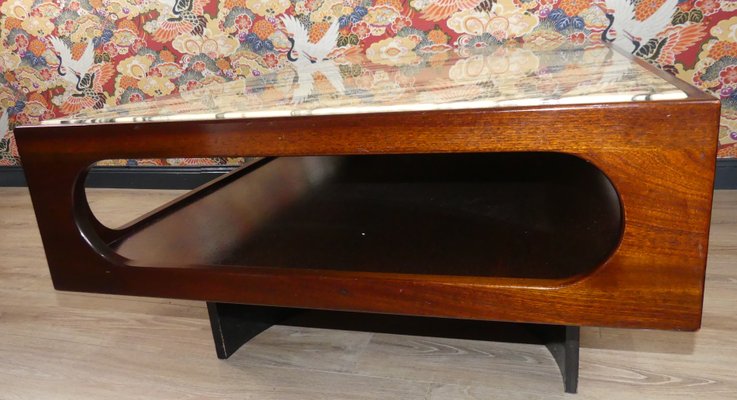 Rosewood & Marble Coffee Table, 1970s-AFE-1156196