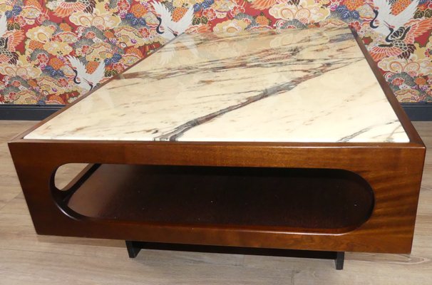 Rosewood & Marble Coffee Table, 1970s-AFE-1156196