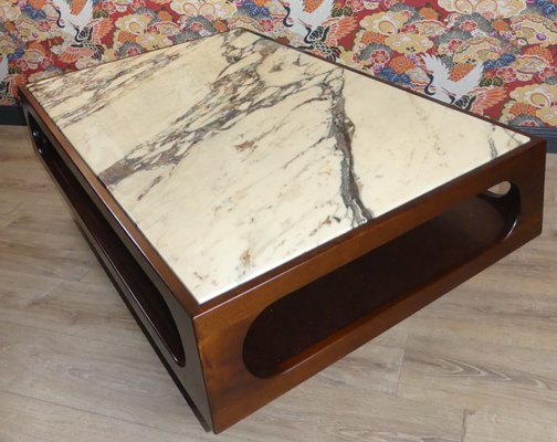 Rosewood & Marble Coffee Table, 1970s-AFE-1156196