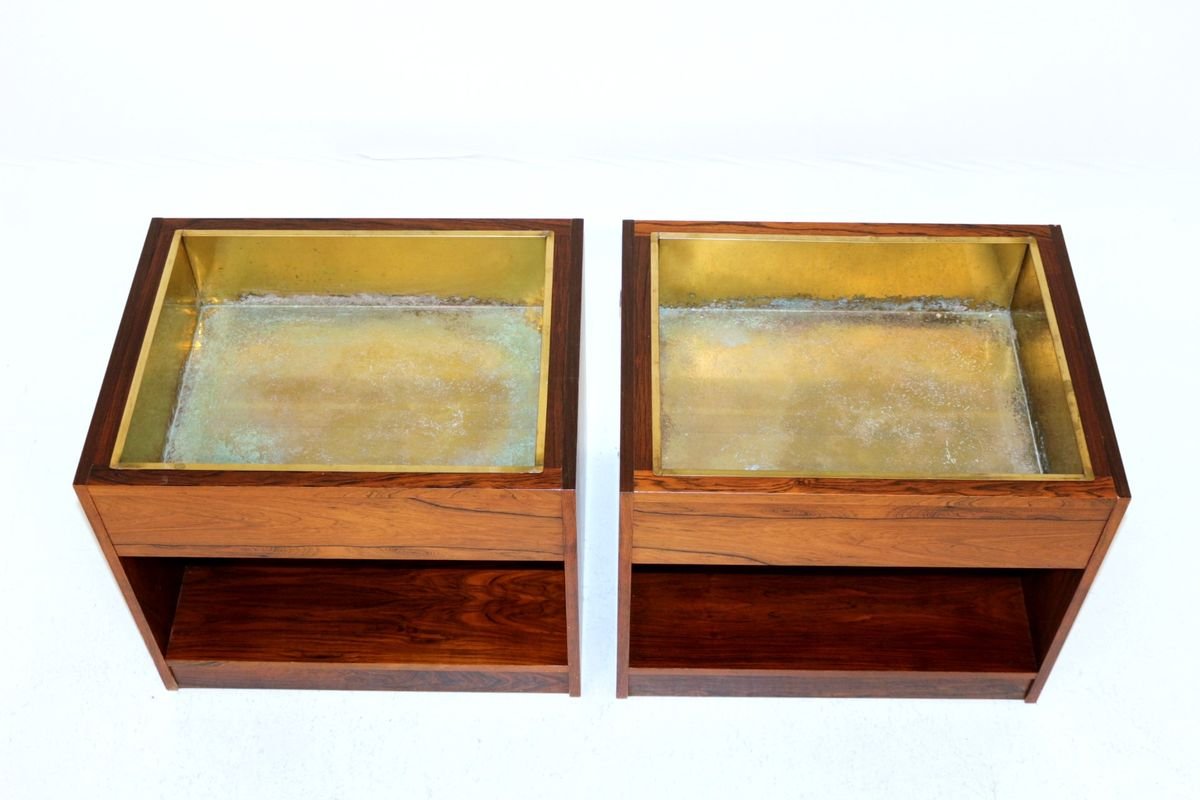 Rosewood & Metal Planters, 1960s, Set of 2