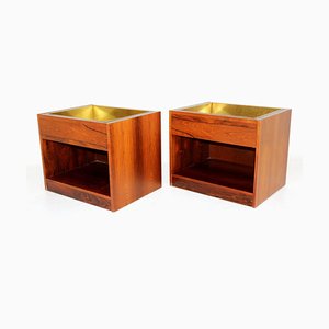 Rosewood & Metal Planters, 1960s, Set of 2-GEK-751010