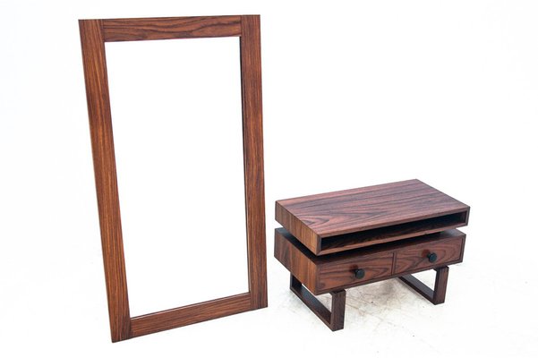 Rosewood Mirror with Commode, 1960s, Set of 2-BXB-982455