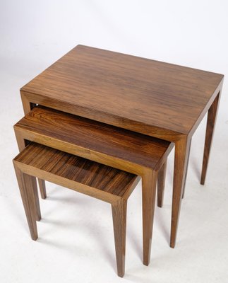 Rosewood Nesting Tables attributed to Severin Hansen for Haslev Møbelfabrik, 1960, Set of 3-UY-1446589