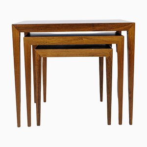 Rosewood Nesting Tables attributed to Severin Hansen for Haslev Møbelfabrik, 1960, Set of 3-UY-1446589