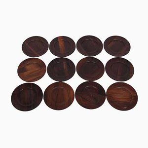 Rosewood Plates by Jens H. Quistgaard for The Crown Journey of Denmark, Set of 12-DQ-992729