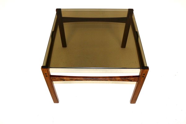 Rosewood & Smoked Glass Coffee Table, 1960s-GEK-790055