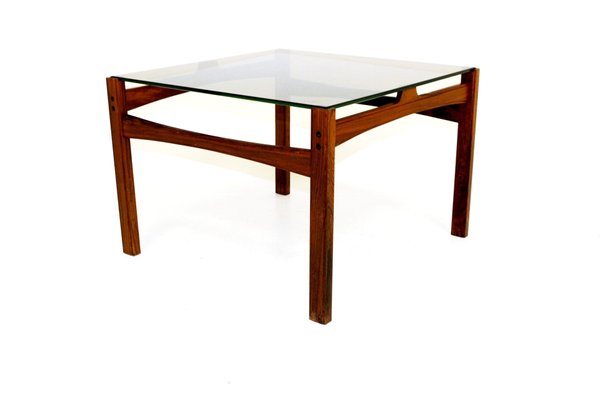 Rosewood & Smoked Glass Coffee Table, 1960s-GEK-790055