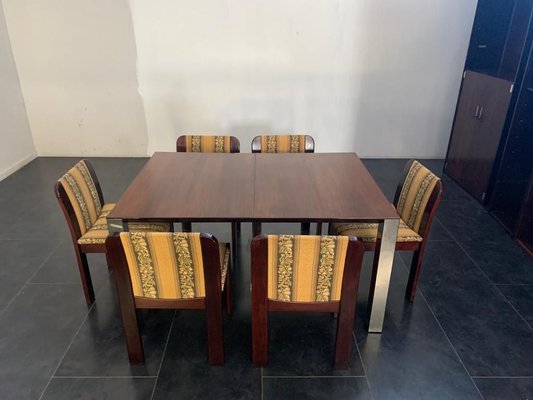 Rosewood & Steel Dining Table, 1970s-IJR-858038