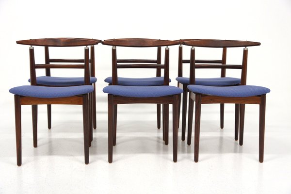 Rosewood & Teak Dining Chairs by Helge Sibast & Børge Rammerskov, Denmark, 1960s, Set of 6-GEK-1351213