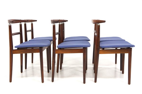 Rosewood & Teak Dining Chairs by Helge Sibast & Børge Rammerskov, Denmark, 1960s, Set of 6-GEK-1351213