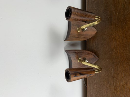 Rosewood Wall Lights, Denmark, 1960s, Set of 2-NJY-2042849