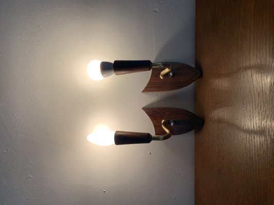 Rosewood Wall Lights, Denmark, 1960s, Set of 2-NJY-2042849