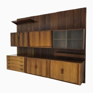 Rosewood Wall Unit by Kai Kristiansen for Feldballes Mobelfabrik, Denmark, 1950s-ZO-1275514