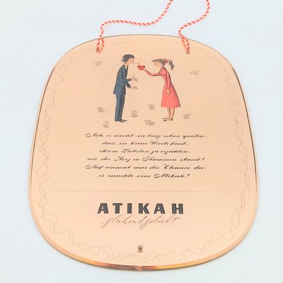 Roslame Advertising Mirror by Raymond Peynet for Atikah Cigaretten, 1950s-WK-1794433