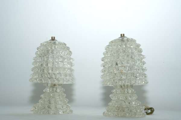 Rostrato Table Lamps by Ercole Barovier, Italy, 1940s, Set of 2-OT-2021399