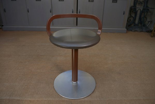 Rotating Stool in Metal and Leather La Palma, 1970s-NEN-2035993