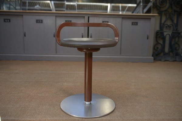 Rotating Stool in Metal and Leather La Palma, 1970s-NEN-2035993