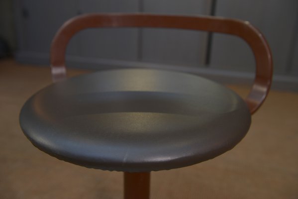 Rotating Stool in Metal and Leather La Palma, 1970s-NEN-2035993