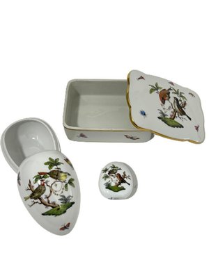 Rothschild Porcelain Boxes from Herend Hungary, Set of 3-UCH-1224899