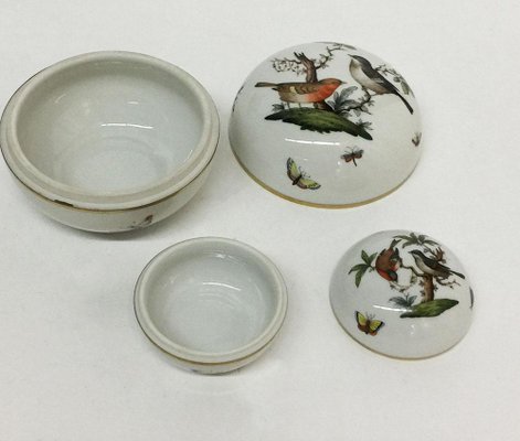 Rothschild Porcelain Round Lidded Boxes and Shoe from Herend Hungary, Set of 3-UCH-1224495