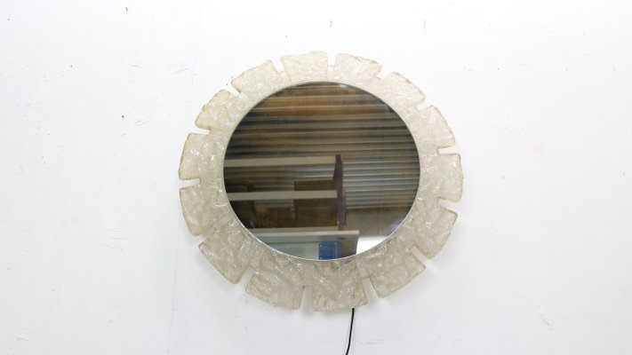 Round Acrylic Illuminated Mirror with Lightening attributed to Egon Hillebrand for Hille, Germany, 1970s-DT-2026259