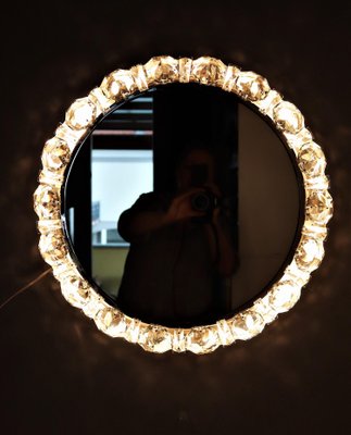 Round Backlit Wall Mirror with Chrome and Crystal Glass by Bakalowits, 1960s-VNE-965942