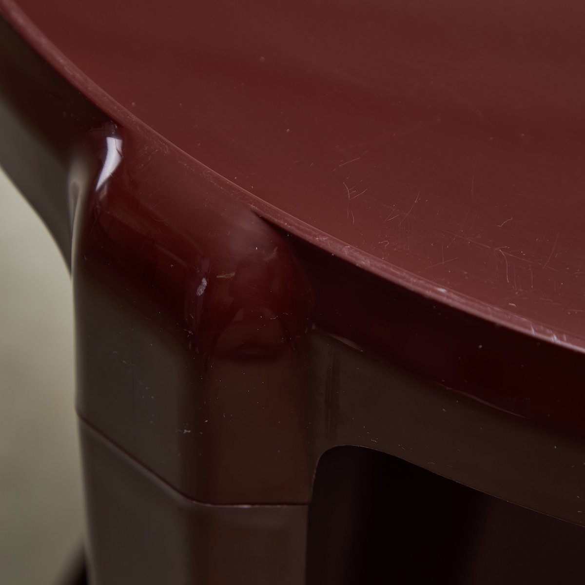 Round Bar & Serving Cart in Burgundy by Alberto Rosselli for Kartell, 1970s