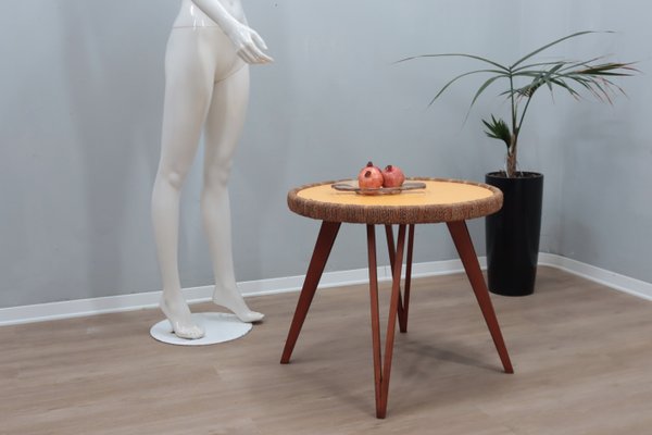 Round Beech and Straw Side Table by Augusto Romano, 1940s-ZQ-2041835