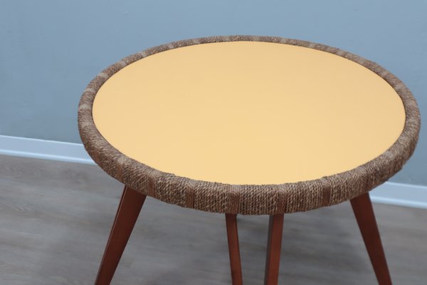 Round Beech and Straw Side Table by Augusto Romano, 1940s-ZQ-2041835