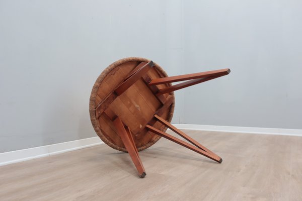 Round Beech and Straw Side Table by Augusto Romano, 1940s-ZQ-2041835