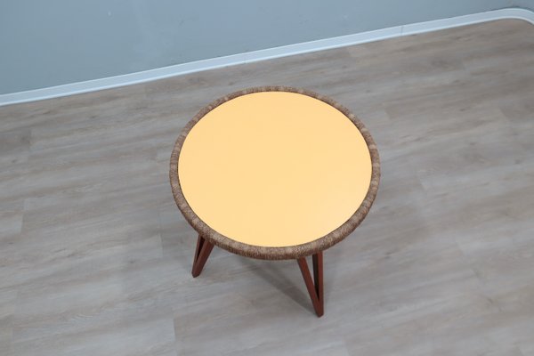 Round Beech and Straw Side Table by Augusto Romano, 1940s-ZQ-2041835