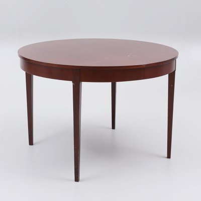 Round Bistro Fabric Table with Teak, Sweden, 1960s-HJY-1735555