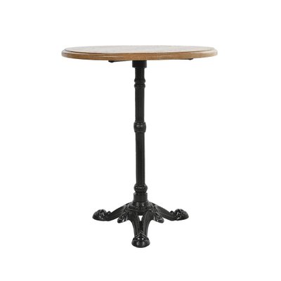 Round Bistro Table in Wood & Cast Iron-NQ-1340981