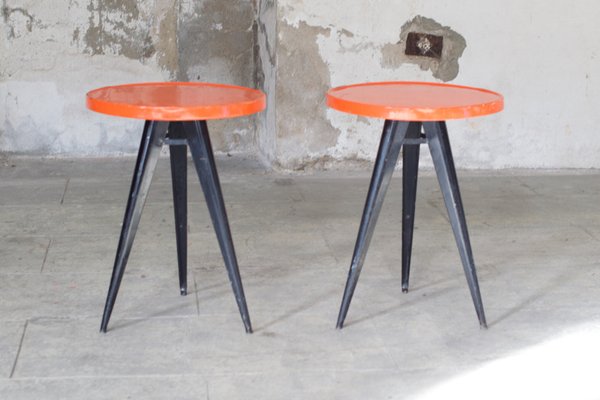 Round Bistro Tables in Tholix Metal by Xavier Pauchard, 1960s, Set of 2-LA-1752181