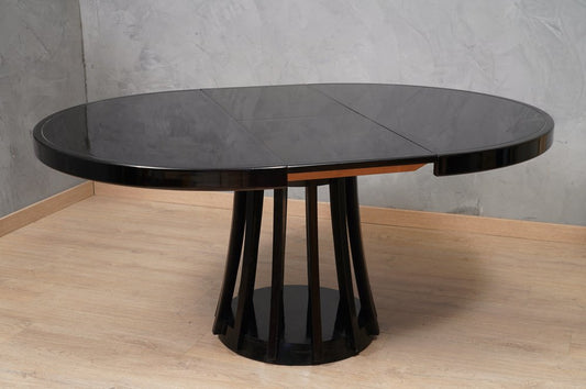 Round Black Wood Dinning Table by Angelo Mangiarotti, 1970