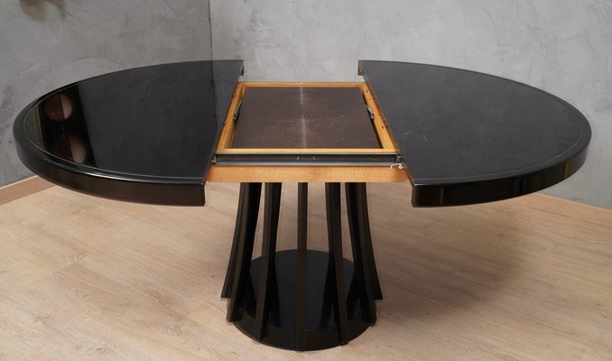 Round Black Wood Dinning Table by Angelo Mangiarotti, 1970-UH-1737084