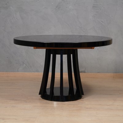 Round Black Wood Dinning Table by Angelo Mangiarotti, 1970-UH-1737084