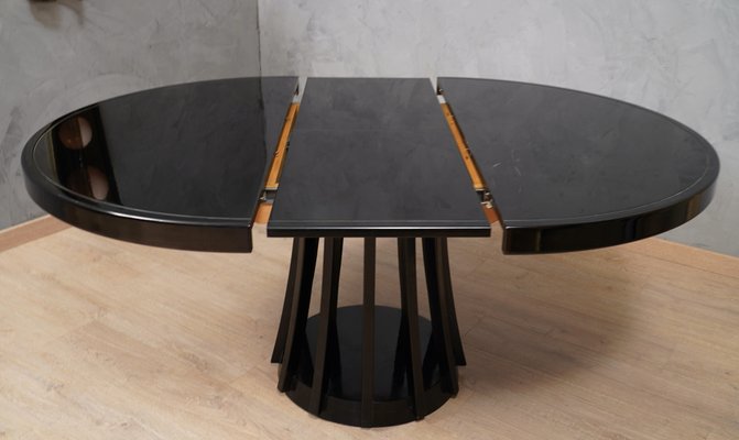 Round Black Wood Dinning Table by Angelo Mangiarotti, 1970-UH-1737084