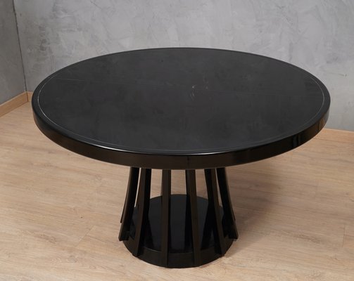 Round Black Wood Dinning Table by Angelo Mangiarotti, 1970-UH-1737084