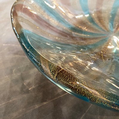 Round Blue, Brown and Gold Murano Glass Centerpiece in the Style of Fulvio Bianconi, 1970s-NMK-930787