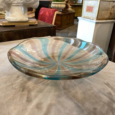 Round Blue, Brown and Gold Murano Glass Centerpiece in the Style of Fulvio Bianconi, 1970s-NMK-930787