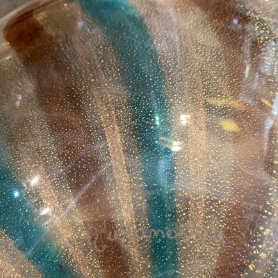 Round Blue, Brown and Gold Murano Glass Centerpiece in the Style of Fulvio Bianconi, 1970s-NMK-930787