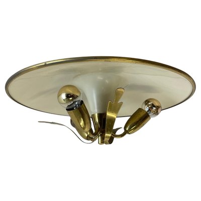 Round Brass Ceiling Light Flushmountby Gio Ponti, Italy 1950s-QZ-1772930