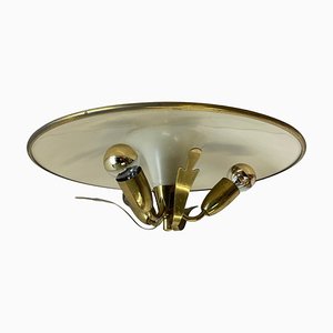 Round Brass Ceiling Light Flushmountby Gio Ponti, Italy 1950s-QZ-1772930