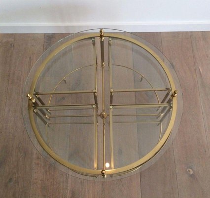 Round Brass Coffee Table in Neoclassical Style from Maison Baguès-BA-1365571