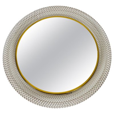 Round Brass Framed Wall Mirror, Italy, 1960s-PUK-1416524