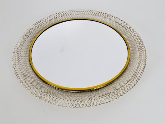 Round Brass Framed Wall Mirror, Italy, 1960s-PUK-1416524